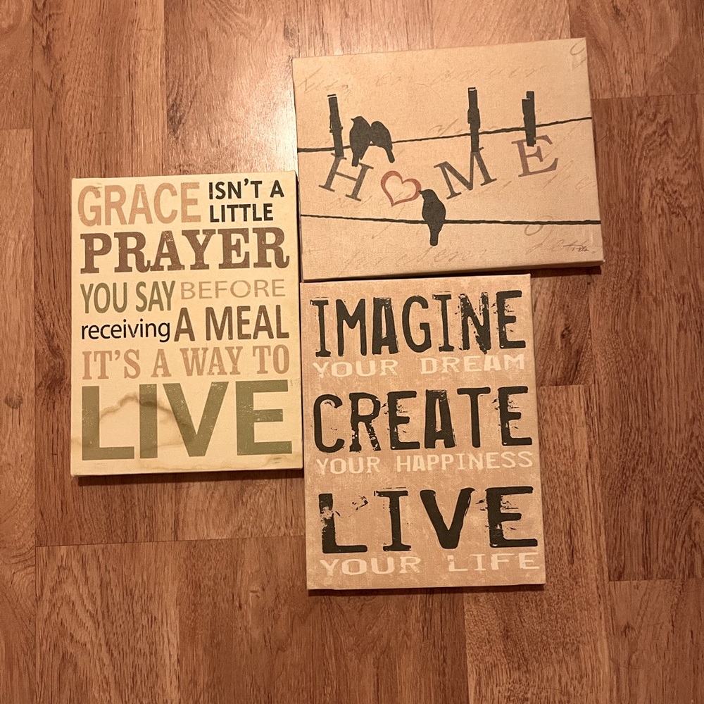 3 cute canvas art decorations